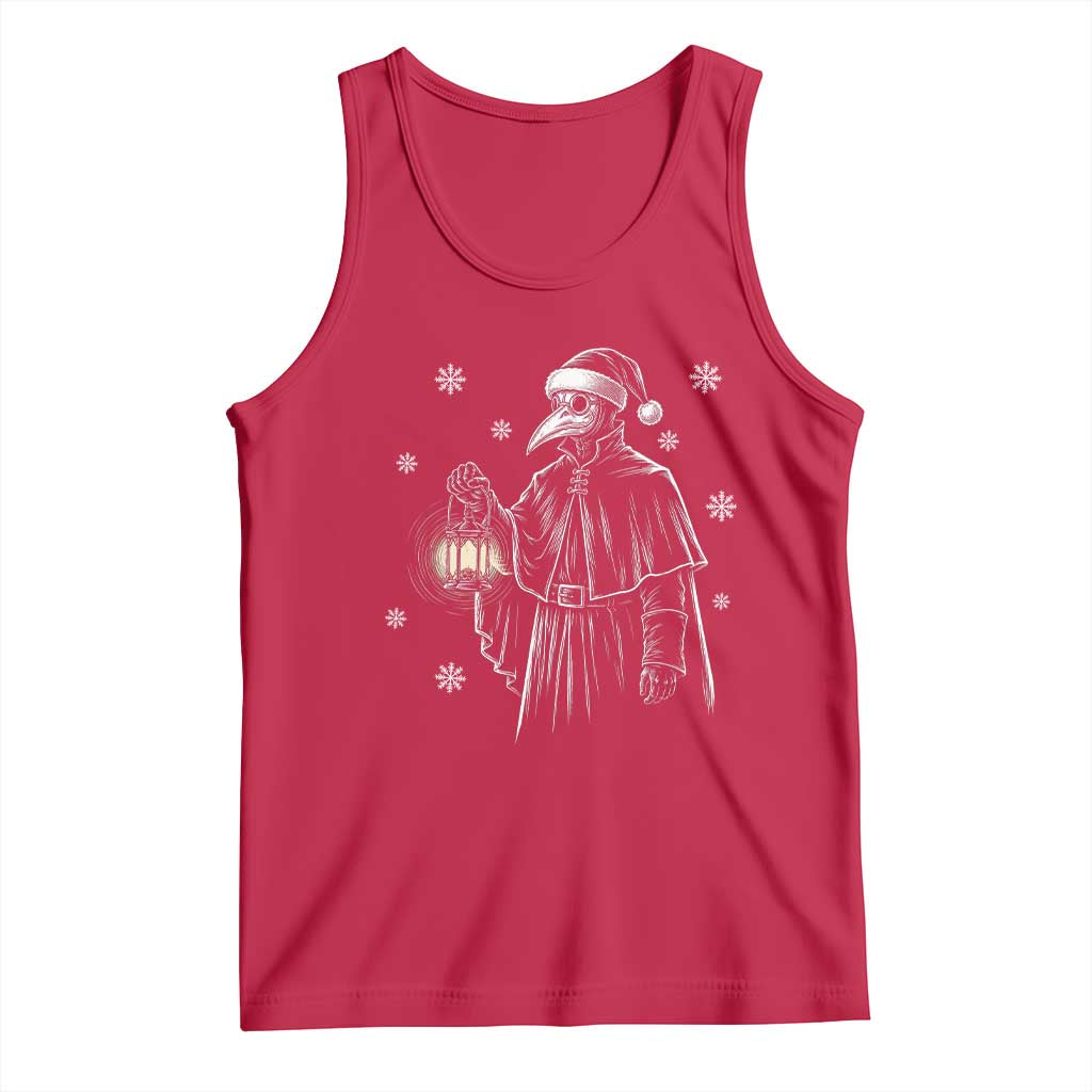 Grim Plague Doctor Santa Hat Christmas Tank Top Dark Gothic Holiday Horror