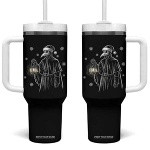 Grim Plague Doctor Santa Hat Christmas Tumbler With Handle Dark Gothic Holiday Horror