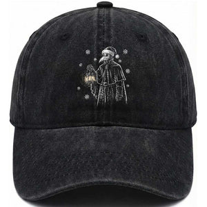 Grim Plague Doctor Santa Hat Christmas Washed Cotton Baseball Cap Dark Gothic Holiday Horror