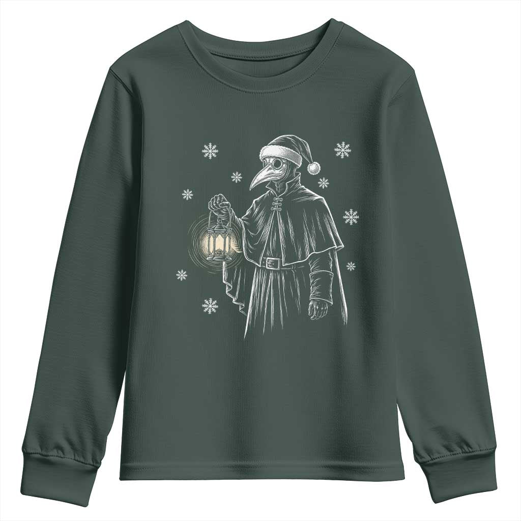 Grim Plague Doctor Santa Hat Christmas Youth Sweatshirt Dark Gothic Holiday Horror