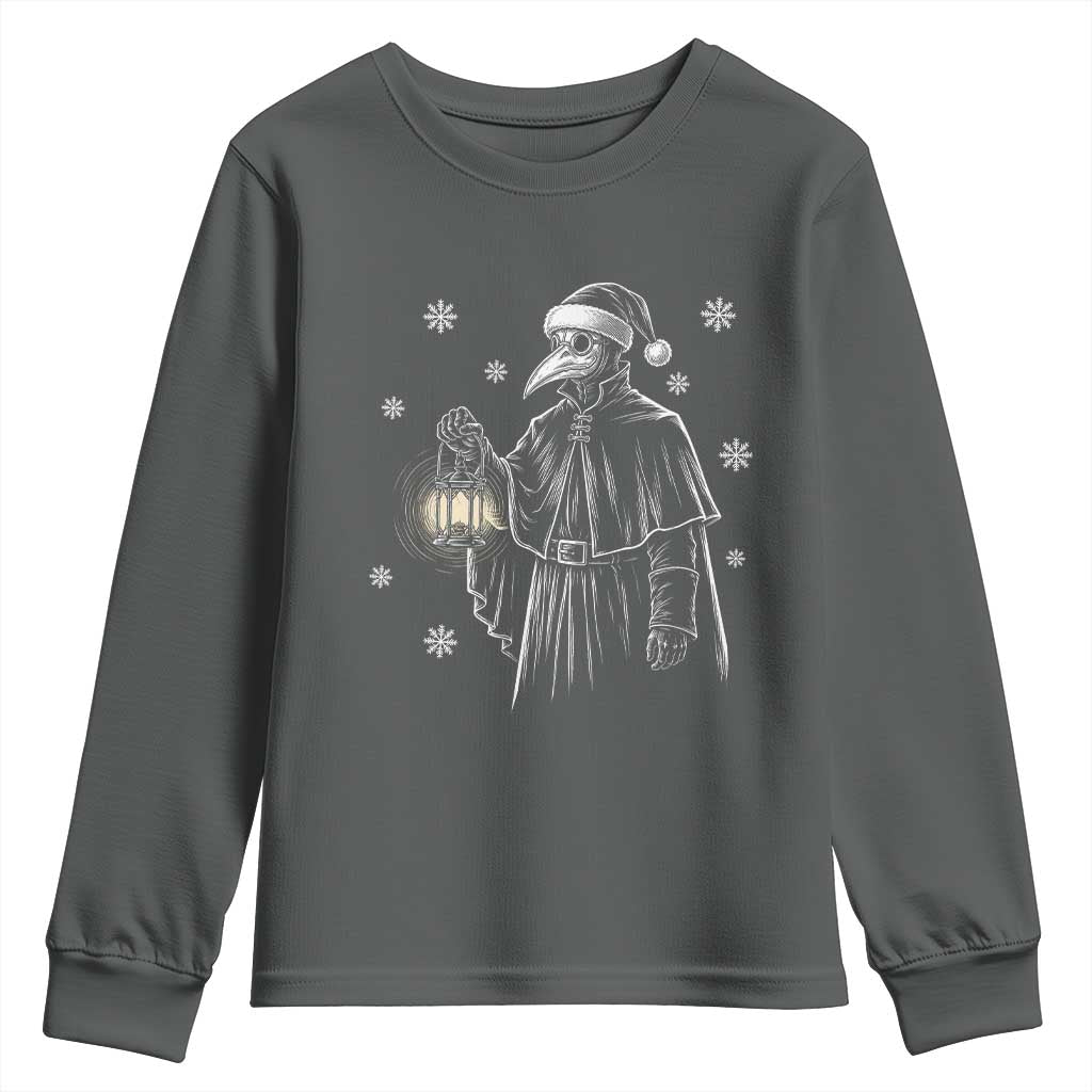 Grim Plague Doctor Santa Hat Christmas Youth Sweatshirt Dark Gothic Holiday Horror