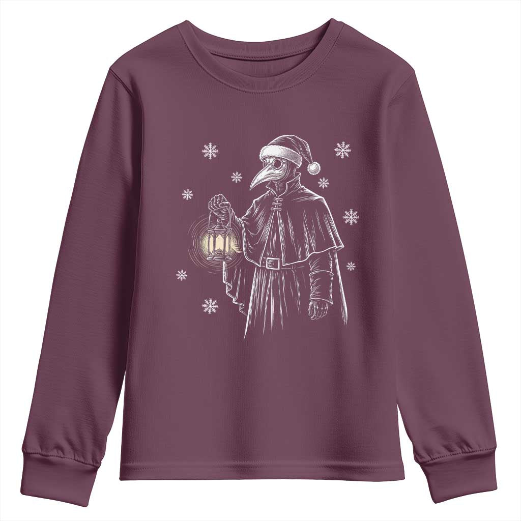 Grim Plague Doctor Santa Hat Christmas Youth Sweatshirt Dark Gothic Holiday Horror