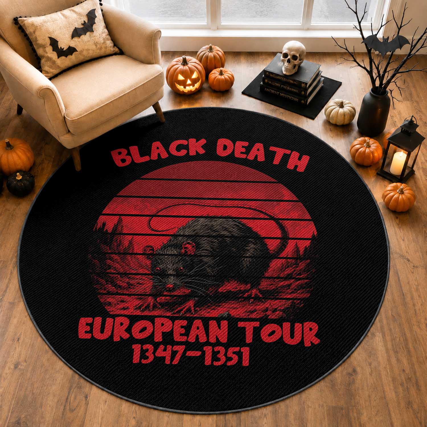 Plague Rat Black Death European Tour Round Rug Medieval Dark History