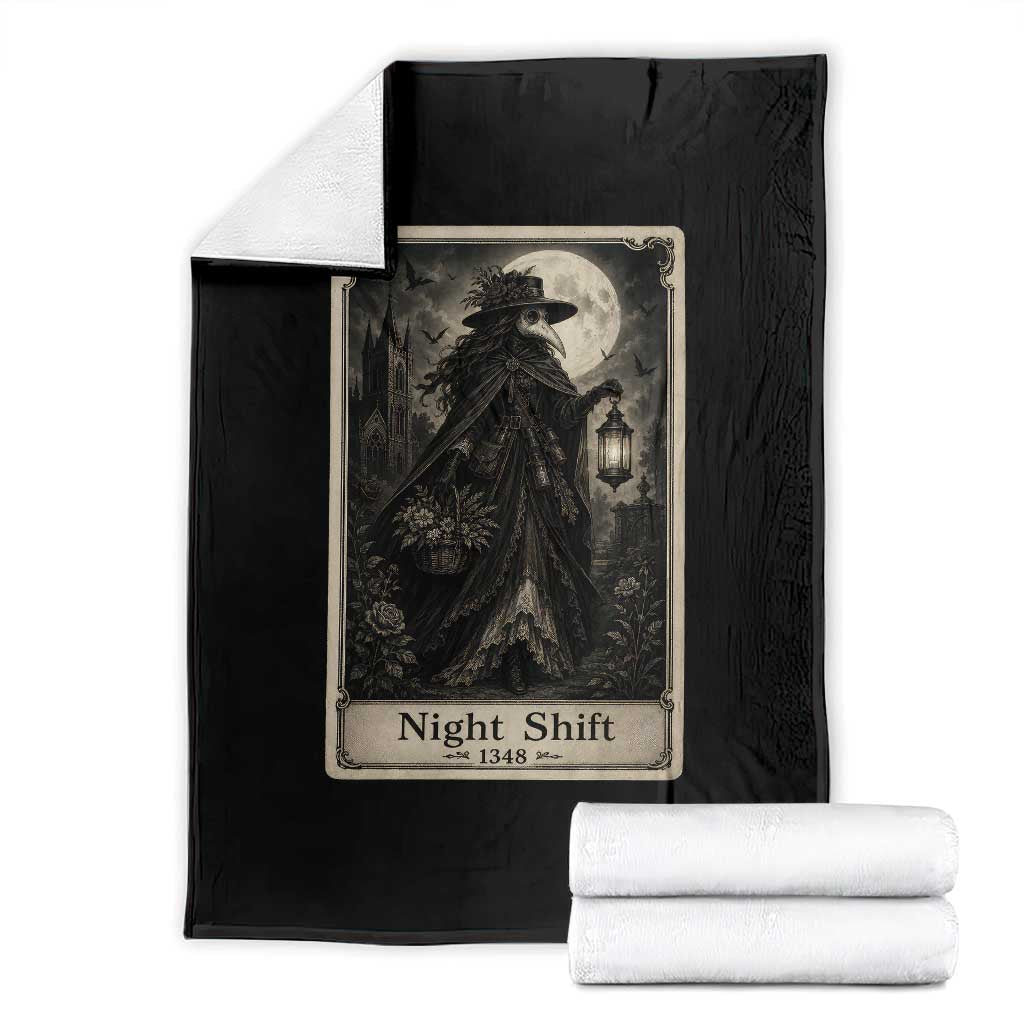 Gothic Plague Doctor Tarot Card Throw Blanket Medical Night Shift Dark Horror
