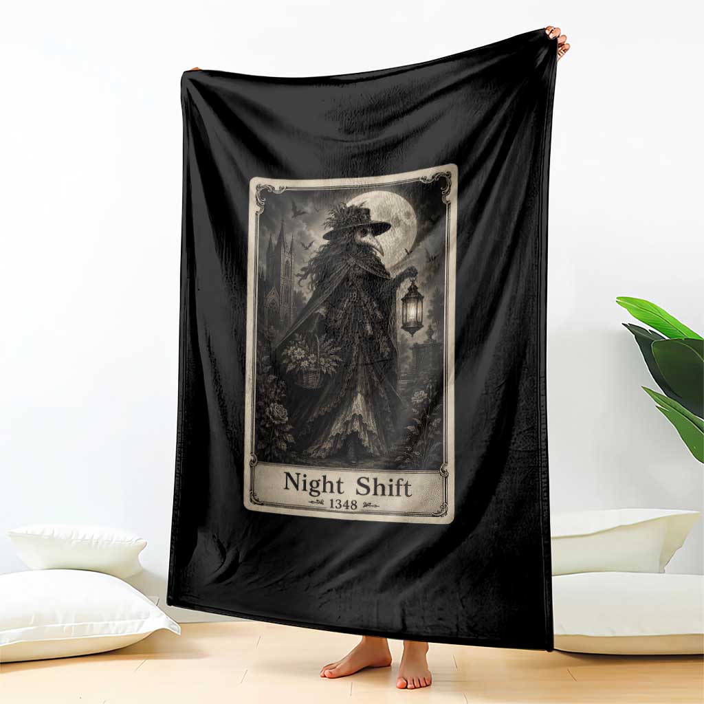 Gothic Plague Doctor Tarot Card Throw Blanket Medical Night Shift Dark Horror