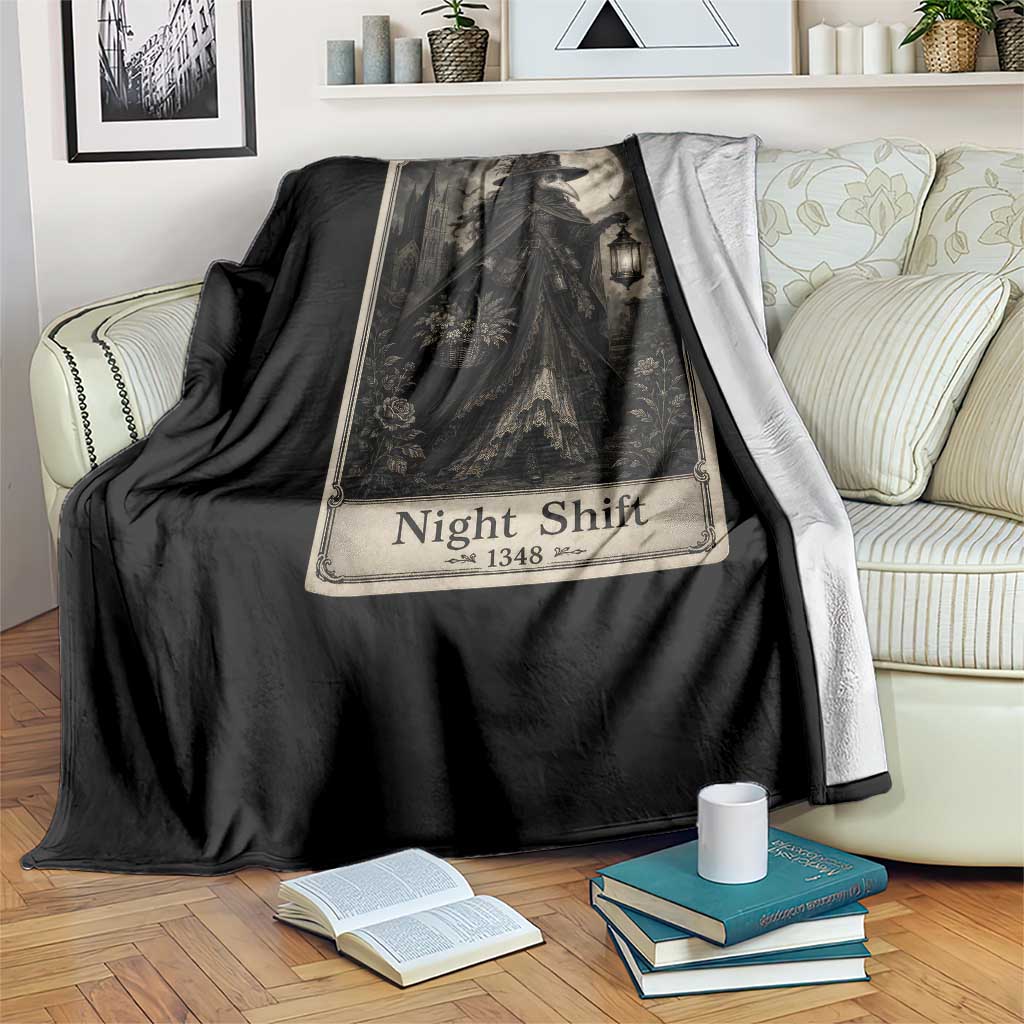 Gothic Plague Doctor Tarot Card Throw Blanket Medical Night Shift Dark Horror