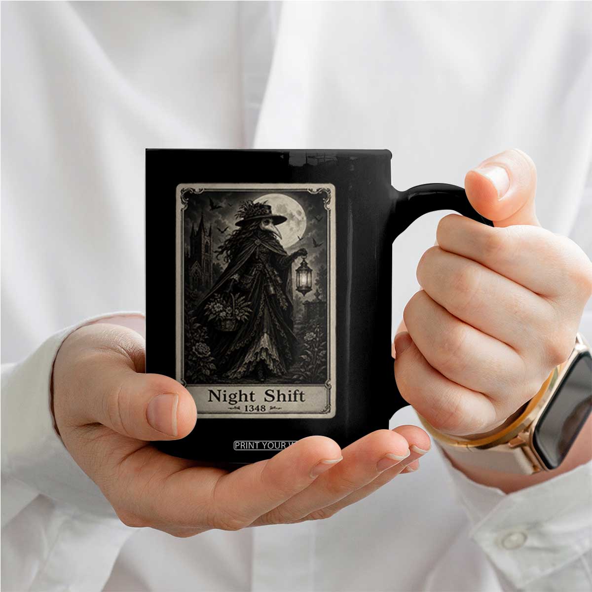 Gothic Plague Doctor Tarot Card Coffee Mug Medical Night Shift Dark Horror