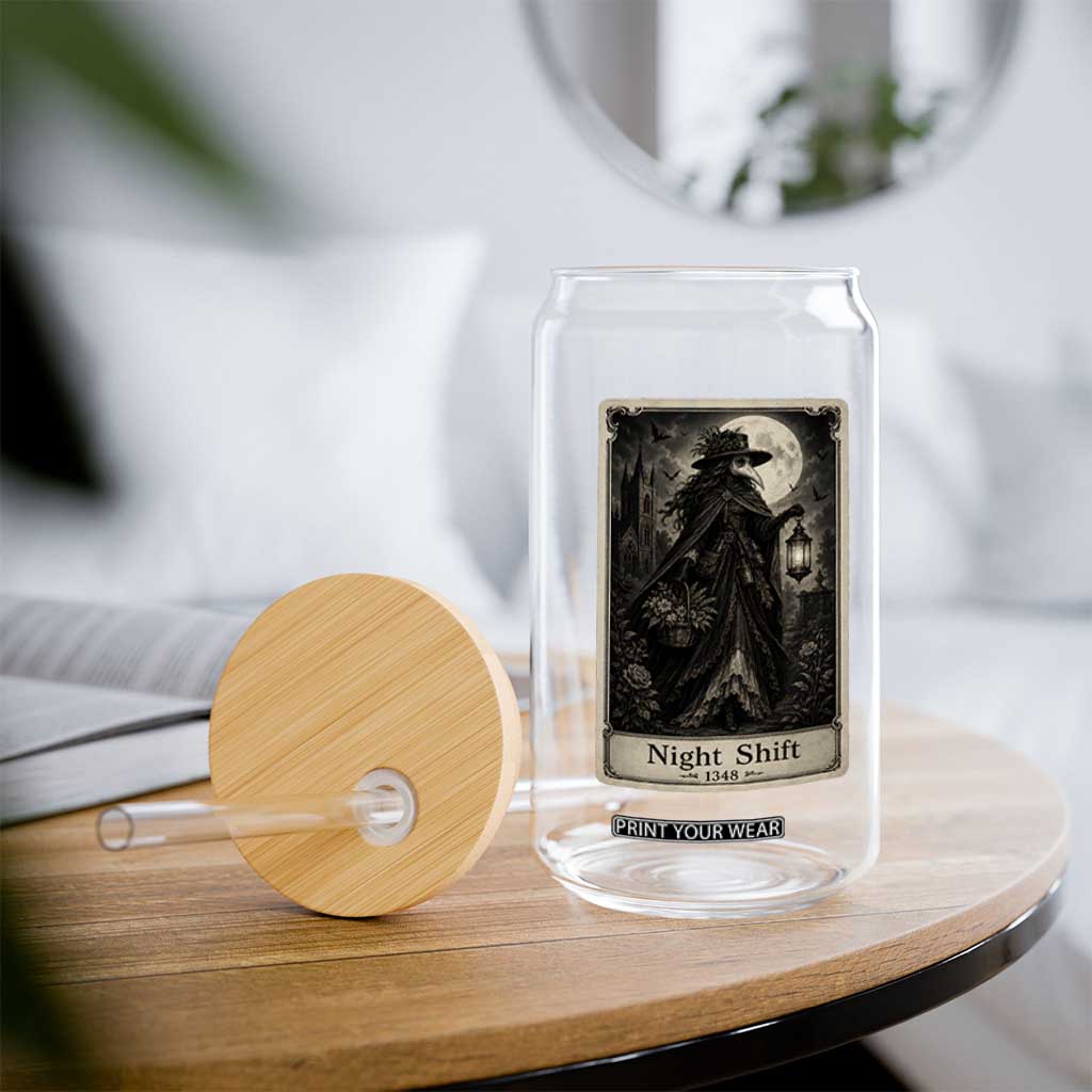 Gothic Plague Doctor Tarot Card Glass Can Medical Night Shift Dark Horror