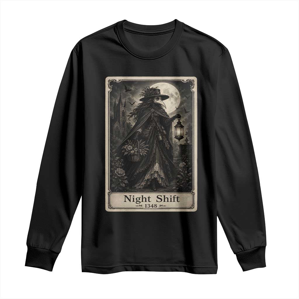 Gothic Plague Doctor Tarot Card Long Sleeve Shirt Medical Night Shift Dark Horror