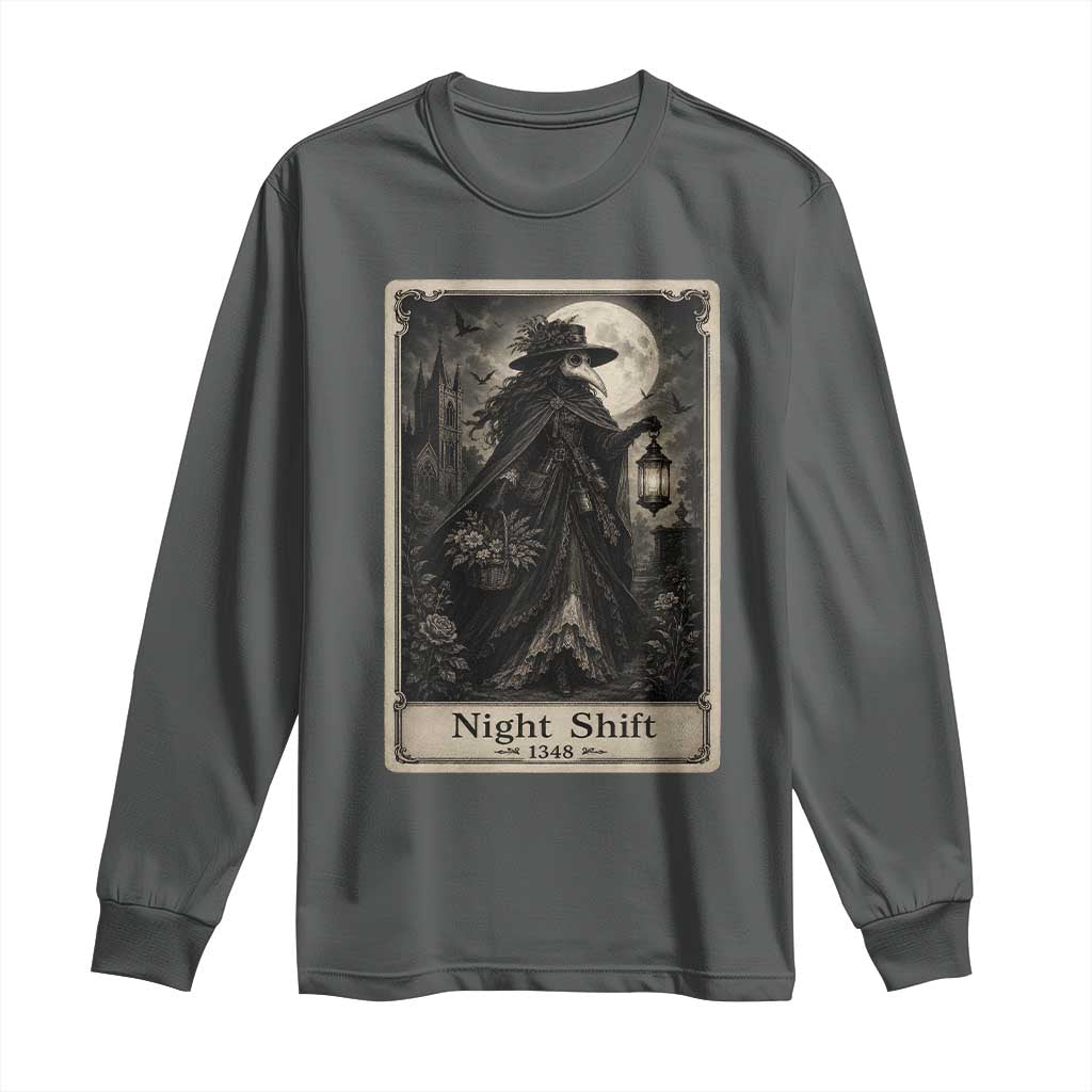 Gothic Plague Doctor Tarot Card Long Sleeve Shirt Medical Night Shift Dark Horror