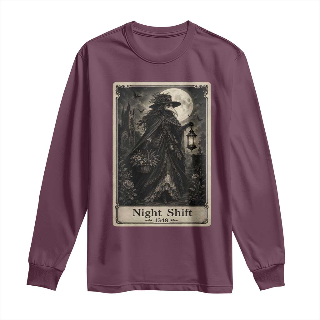 Gothic Plague Doctor Tarot Card Long Sleeve Shirt Medical Night Shift Dark Horror