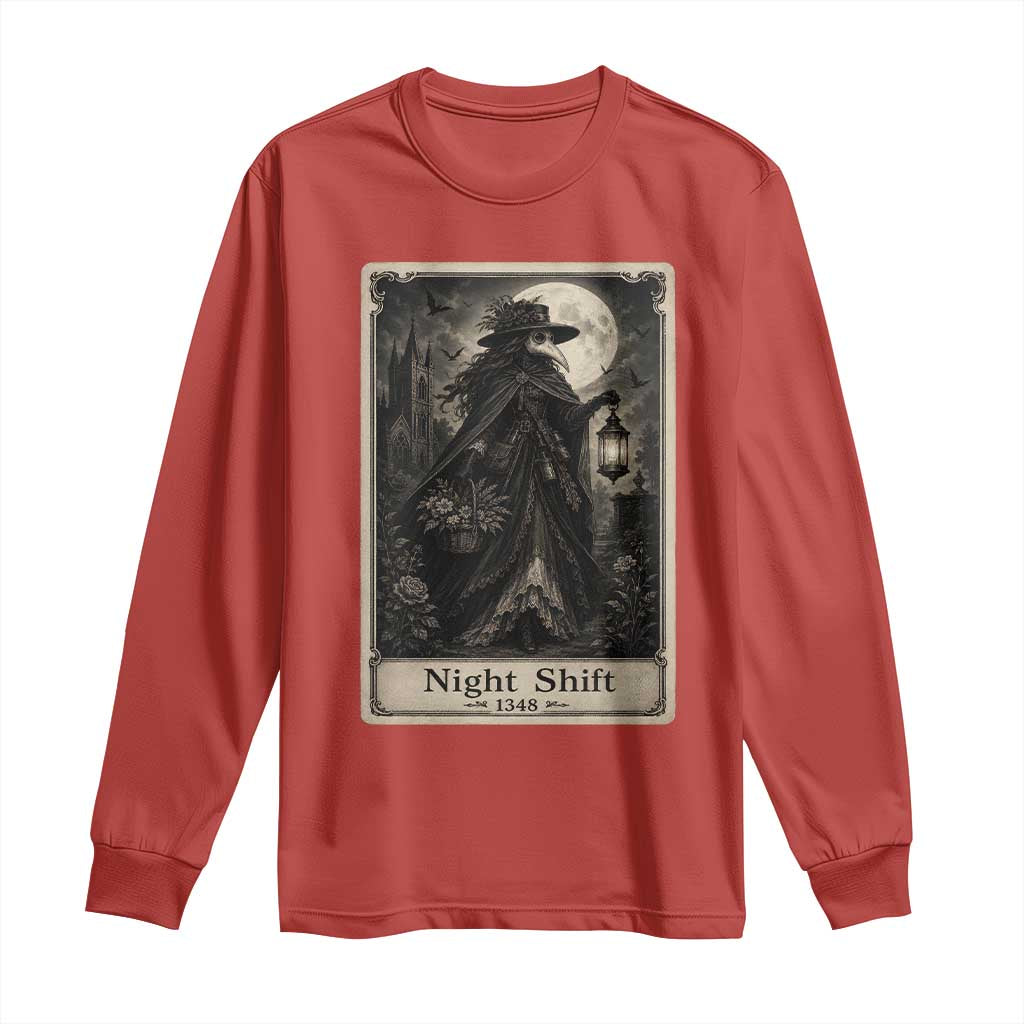 Gothic Plague Doctor Tarot Card Long Sleeve Shirt Medical Night Shift Dark Horror