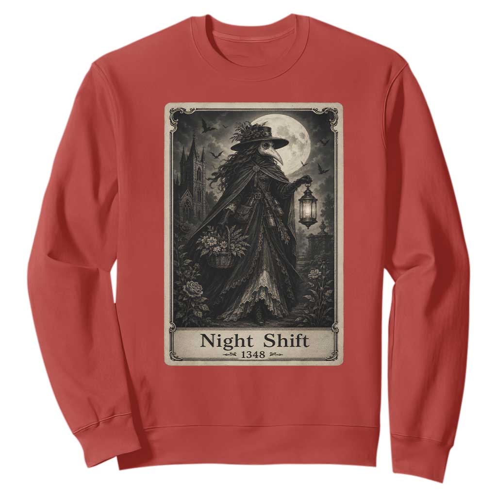 Gothic Plague Doctor Tarot Card Sweatshirt Medical Night Shift Dark Horror