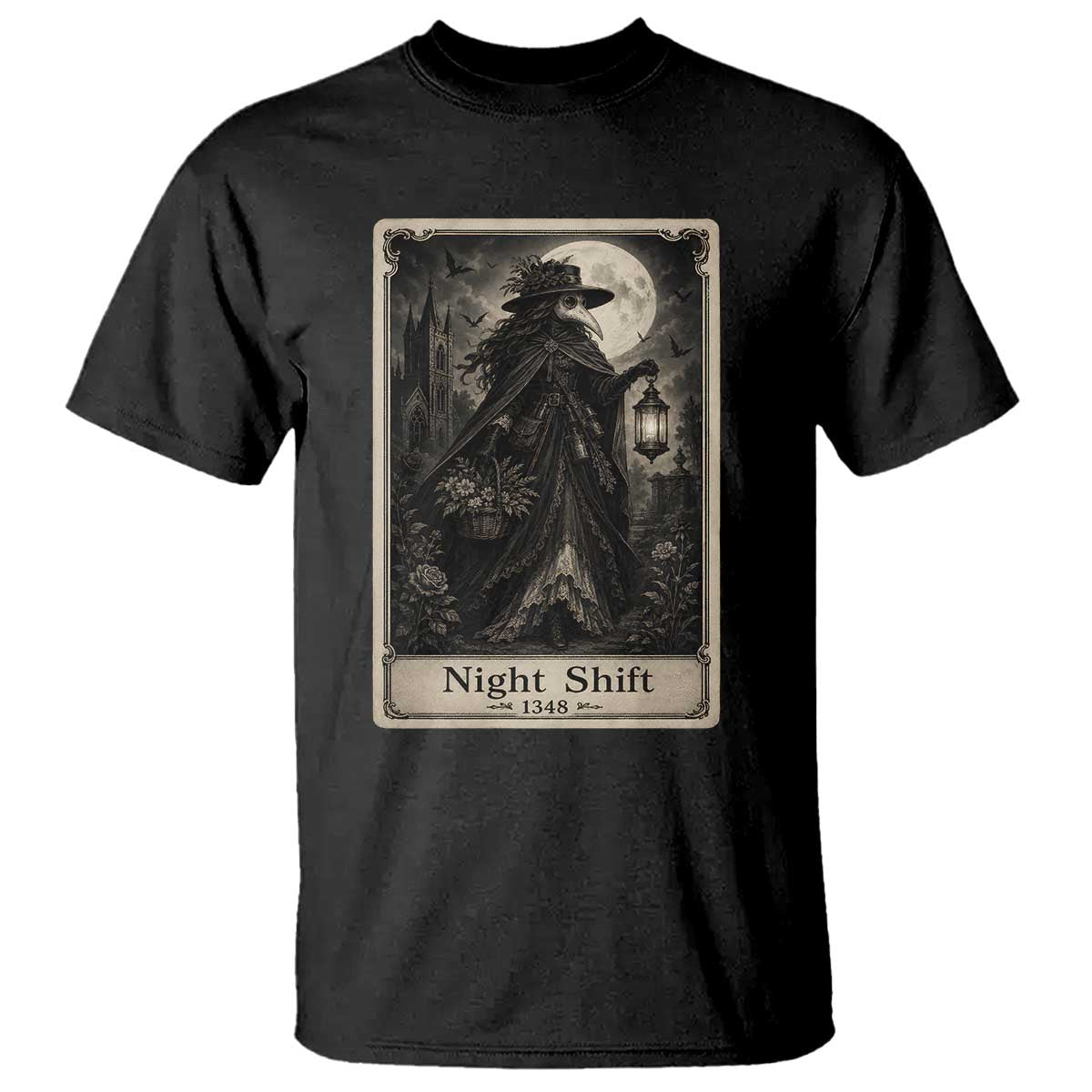 Gothic Plague Doctor Tarot Card T Shirt Medical Night Shift Dark Horror