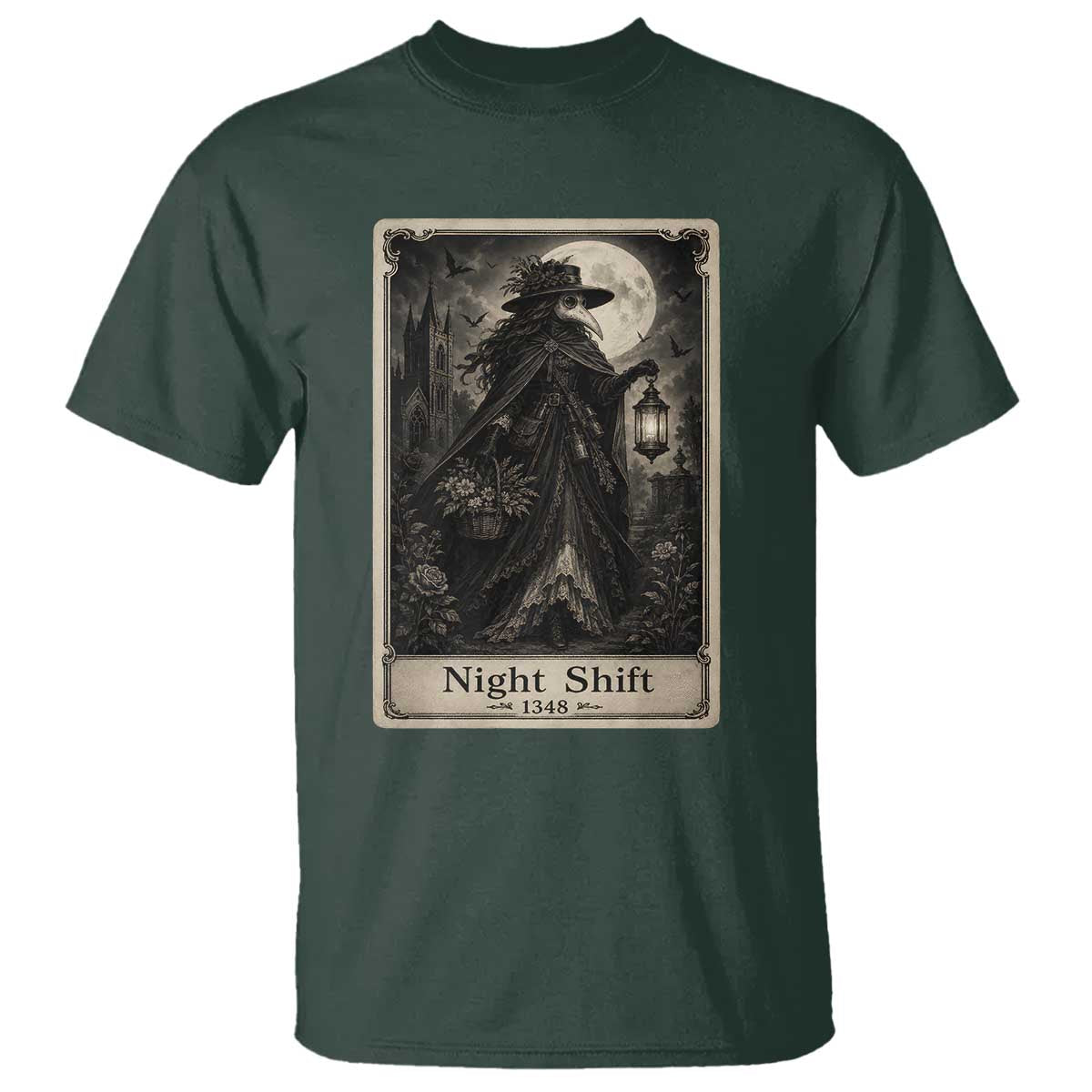 Gothic Plague Doctor Tarot Card T Shirt Medical Night Shift Dark Horror