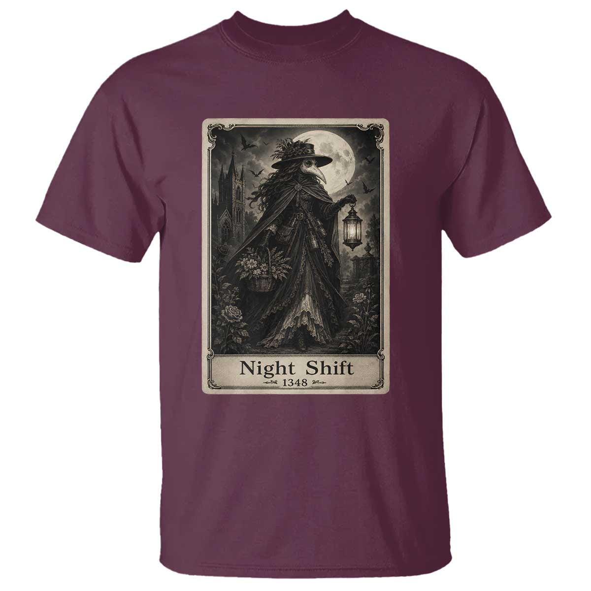 Gothic Plague Doctor Tarot Card T Shirt Medical Night Shift Dark Horror