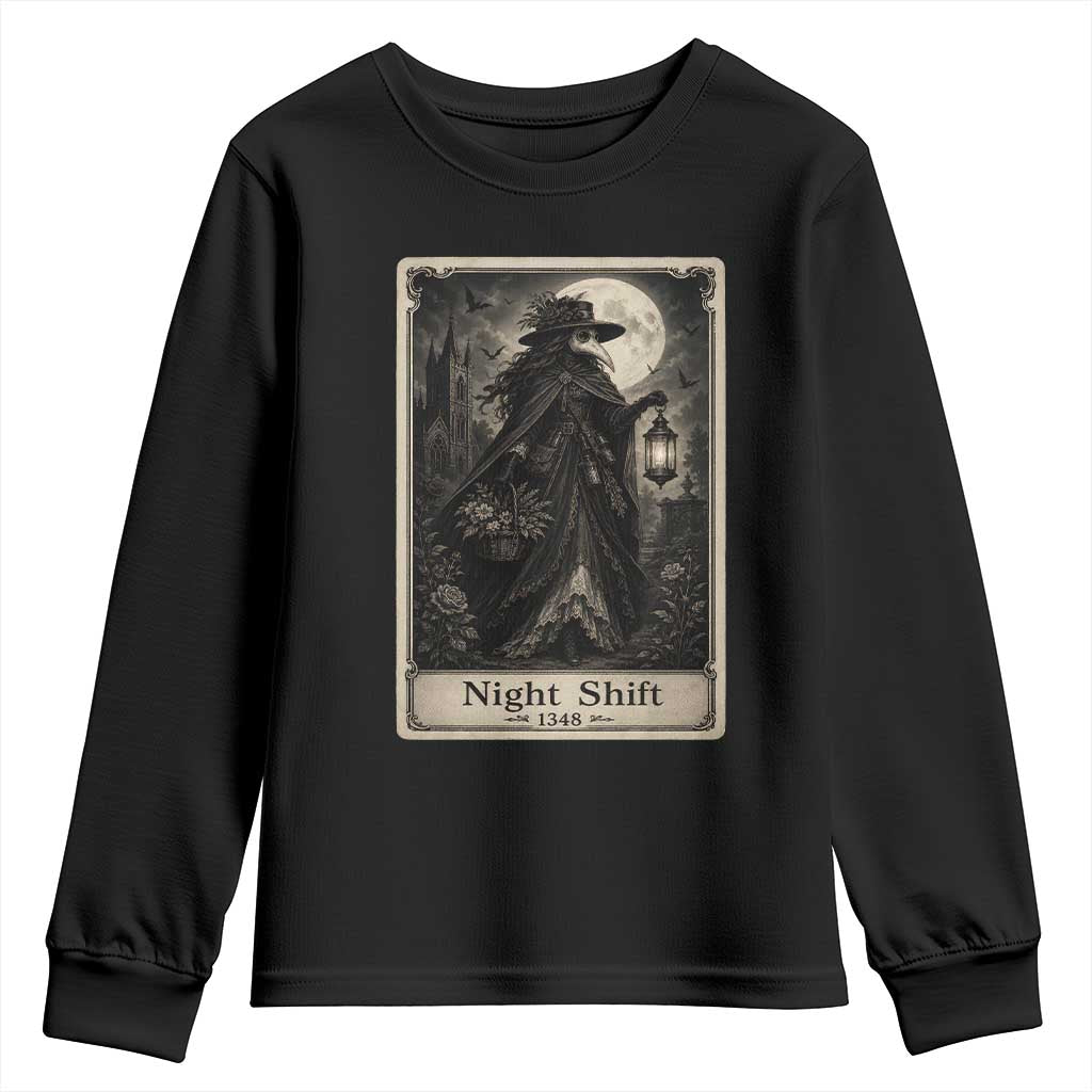 Gothic Plague Doctor Tarot Card Youth Sweatshirt Medical Night Shift Dark Horror