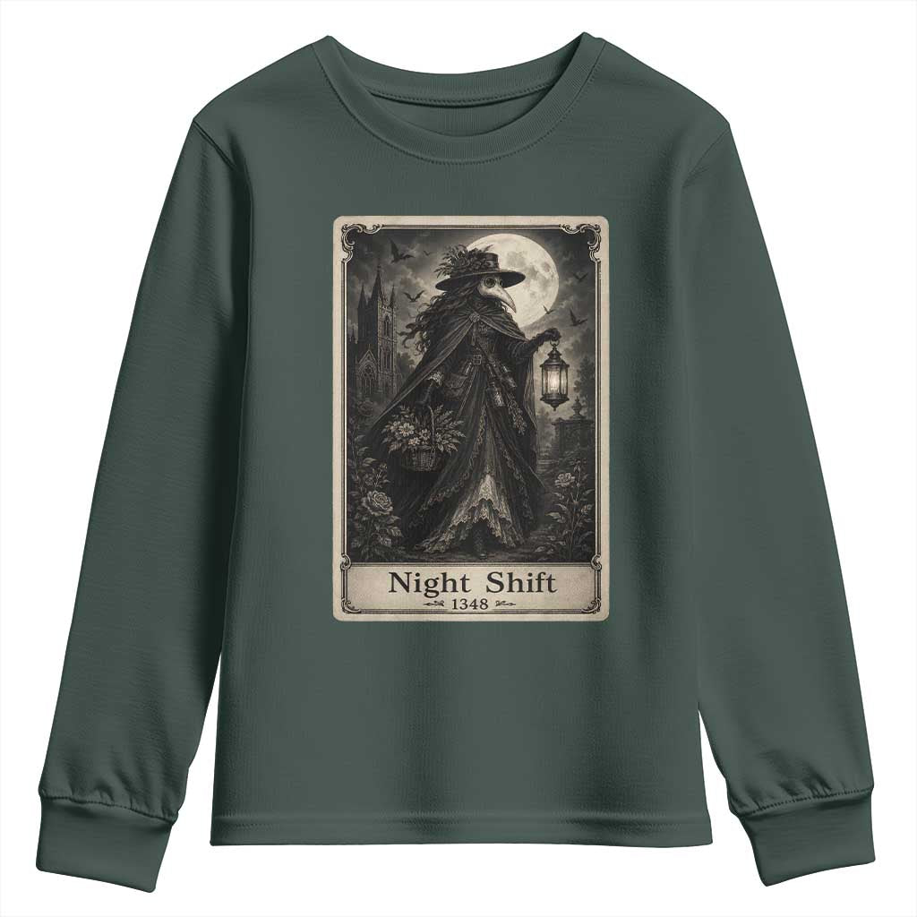 Gothic Plague Doctor Tarot Card Youth Sweatshirt Medical Night Shift Dark Horror