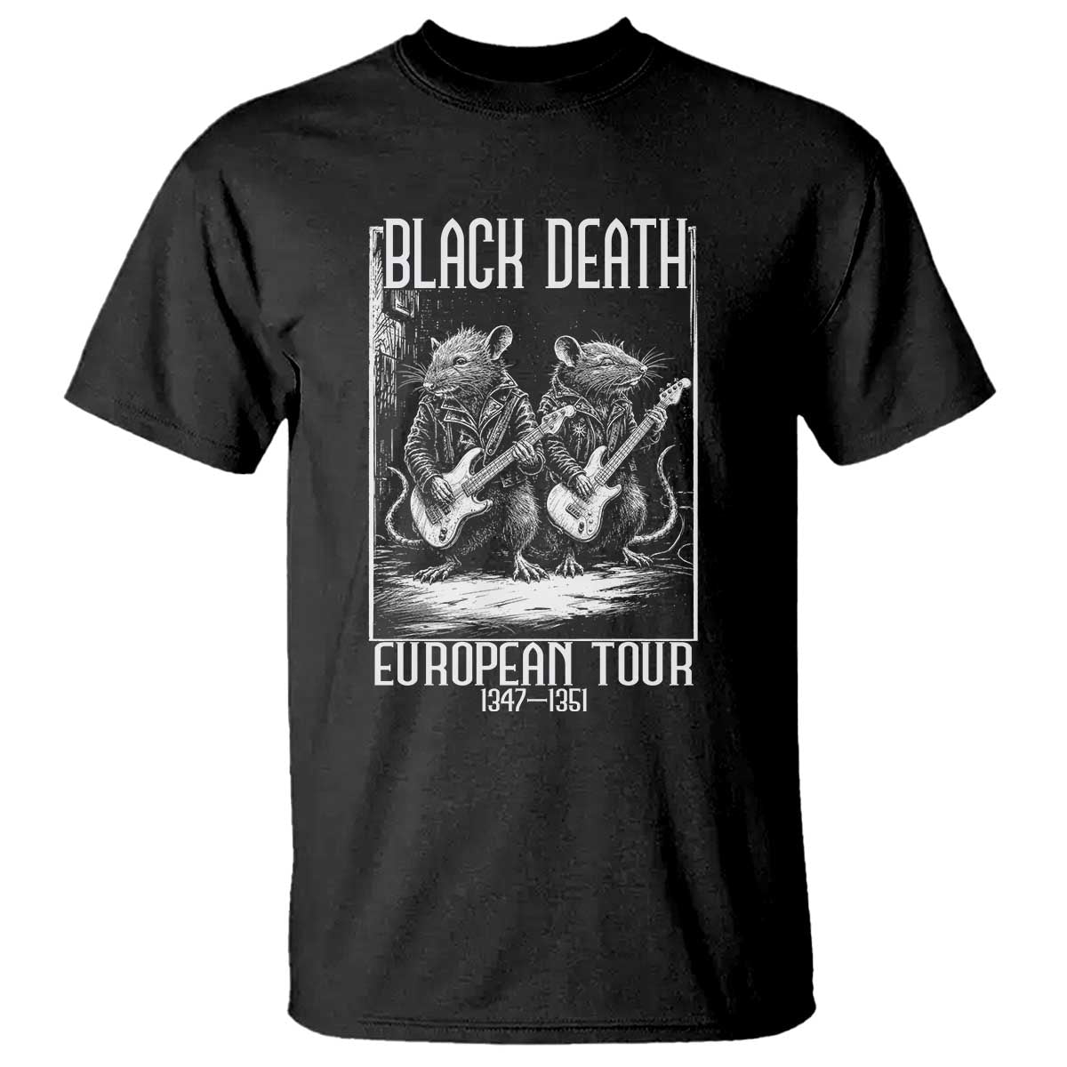 Black Death Plague Rat Musician T Shirt European Tour Medieval Dark Humor