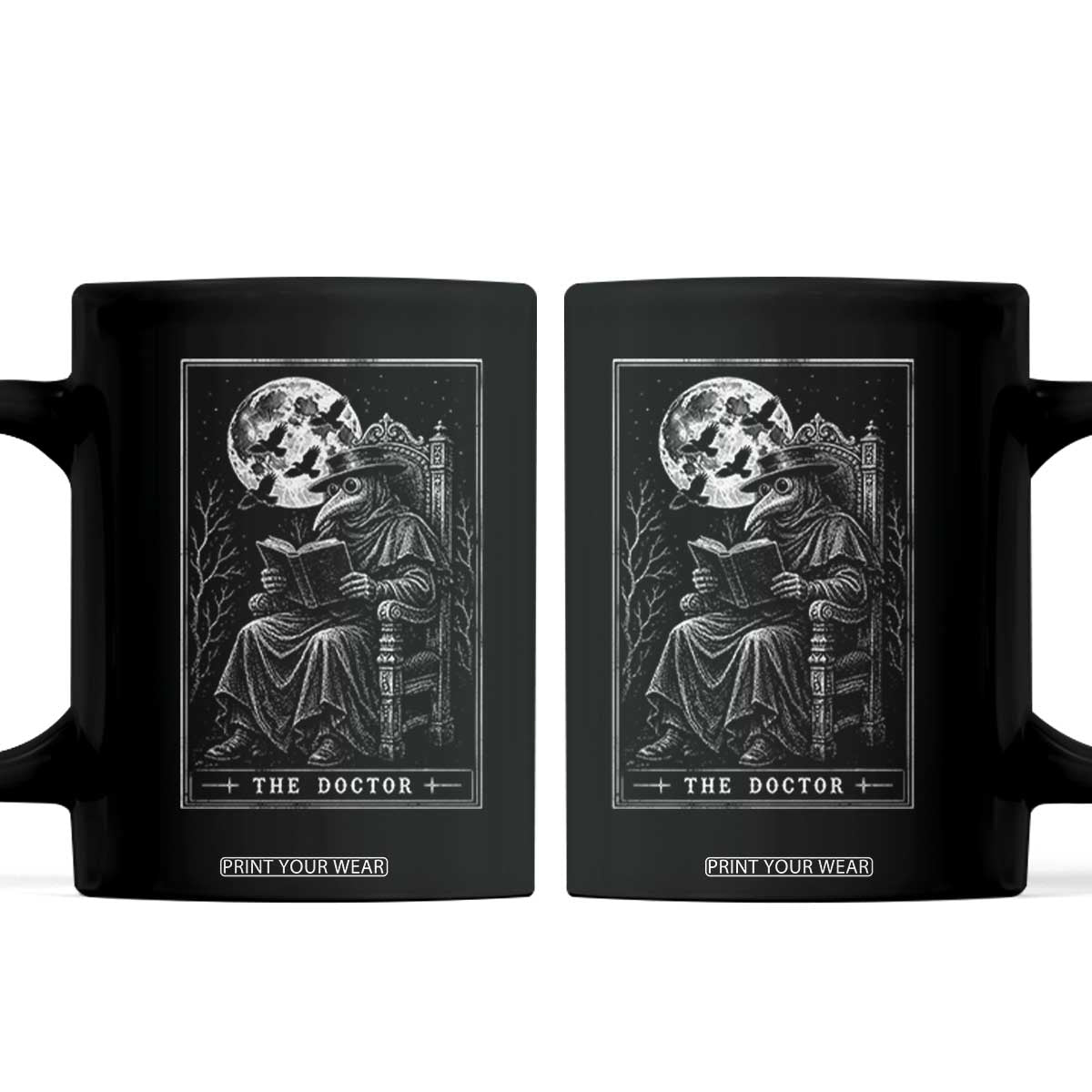 Gothic Plague Doctor Tarot Card Coffee Mug Dark Fantasy Book Lover