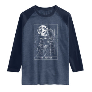 Gothic Plague Doctor Tarot Card Raglan Shirt Dark Fantasy Book Lover