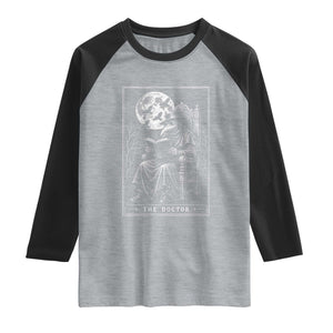 Gothic Plague Doctor Tarot Card Raglan Shirt Dark Fantasy Book Lover