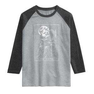 Gothic Plague Doctor Tarot Card Raglan Shirt Dark Fantasy Book Lover
