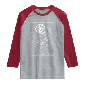 Gothic Plague Doctor Tarot Card Raglan Shirt Dark Fantasy Book Lover