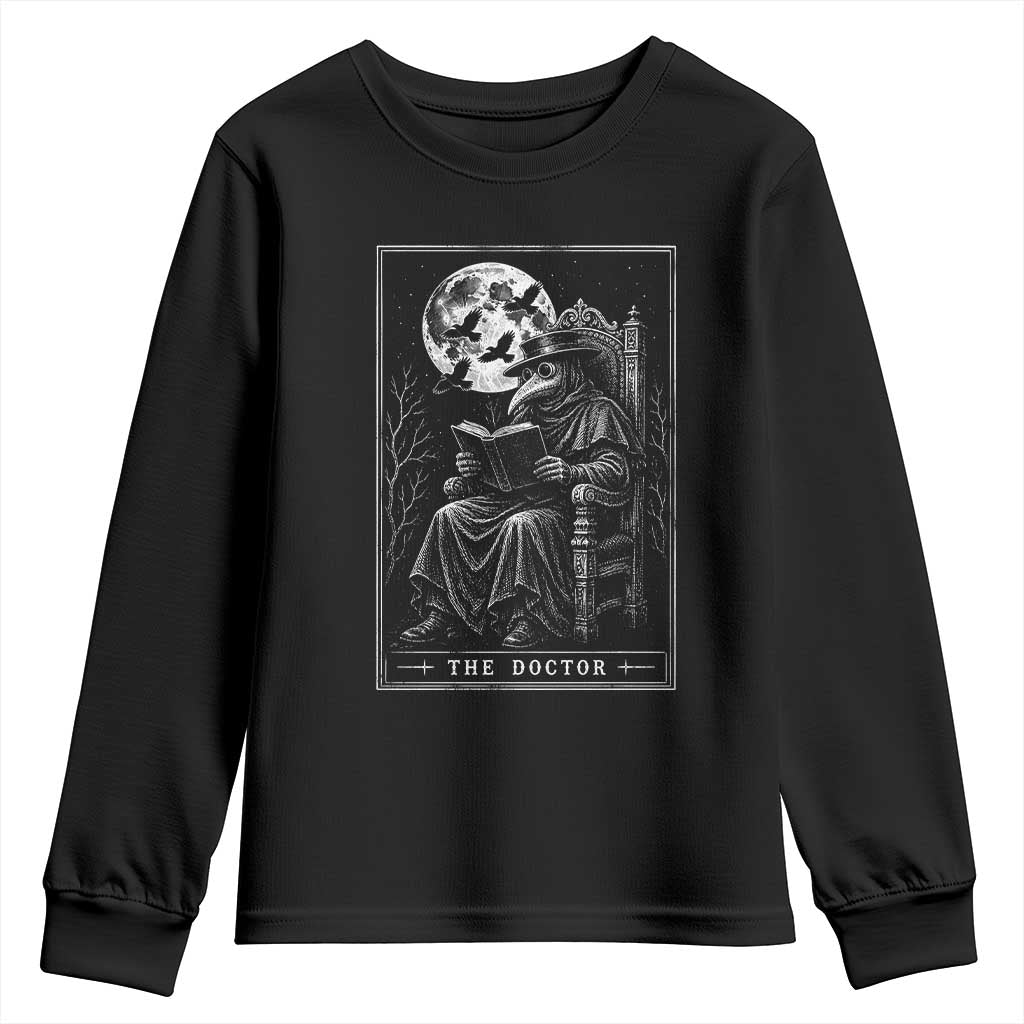 Gothic Plague Doctor Tarot Card Youth Sweatshirt Dark Fantasy Book Lover