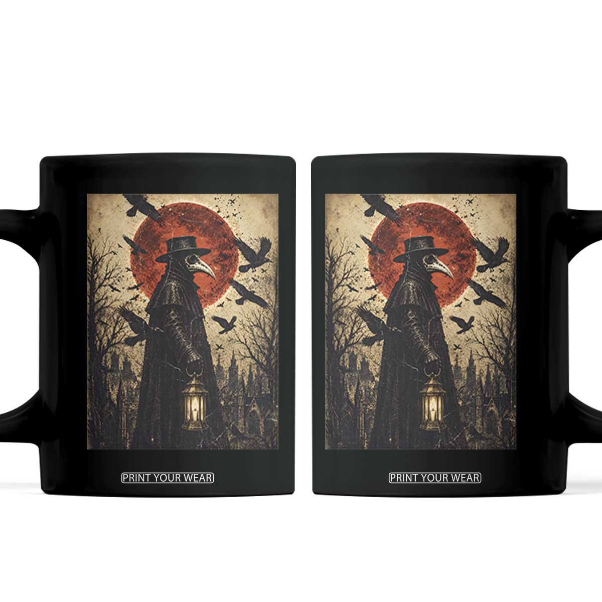 Vintage Japanese Ukiyoe Plague Doctor Coffee Mug Medieval History Gift