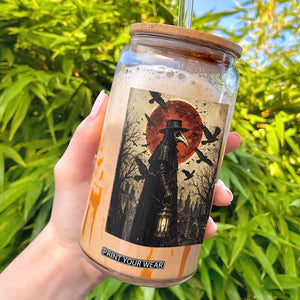Vintage Japanese Ukiyoe Plague Doctor Glass Can Medieval History Gift