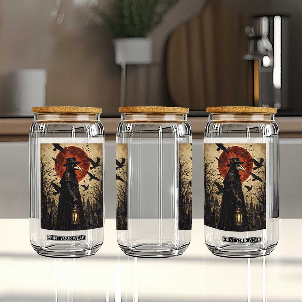 Vintage Japanese Ukiyoe Plague Doctor Glass Can Medieval History Gift