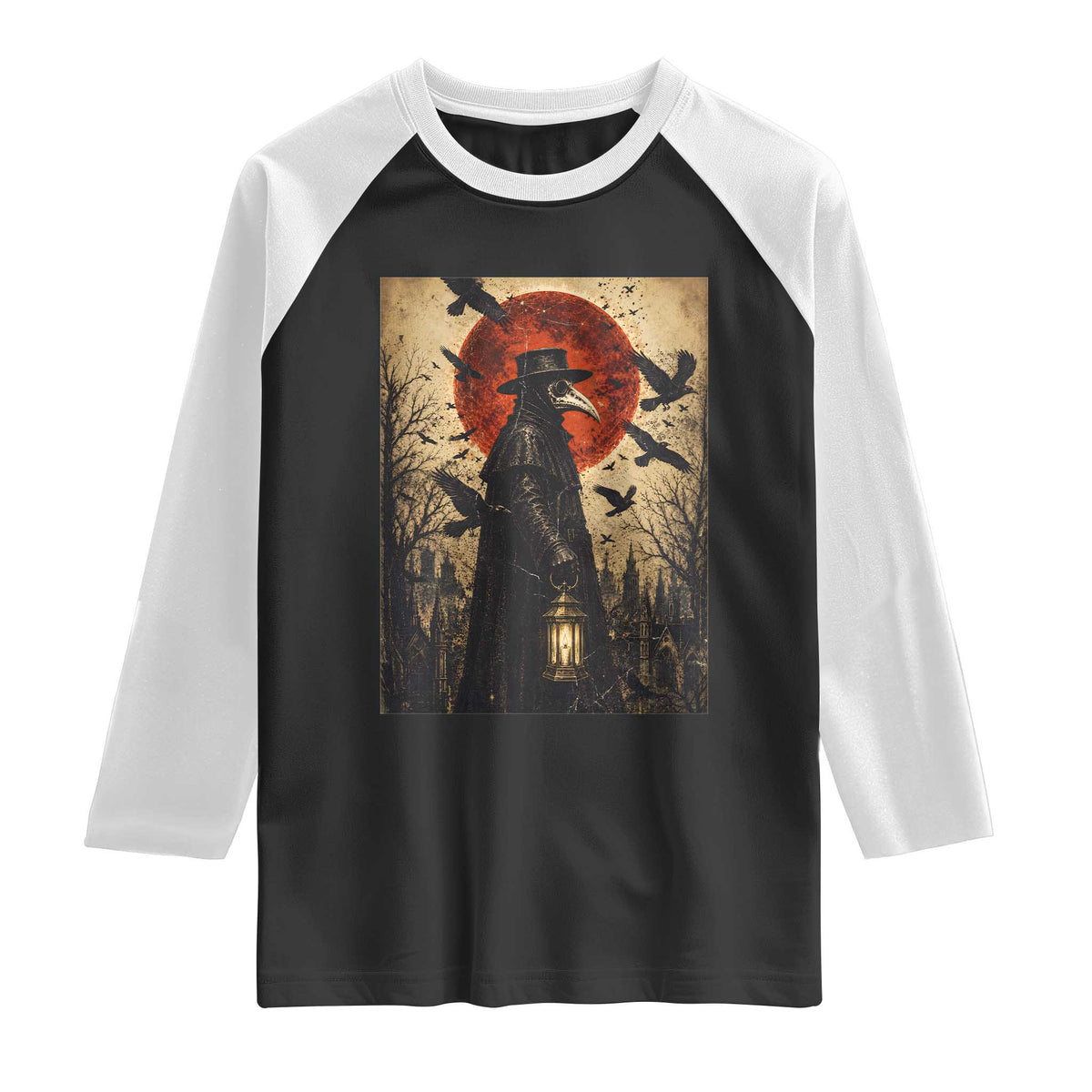 Vintage Japanese Ukiyoe Plague Doctor Raglan Shirt Medieval History Gift