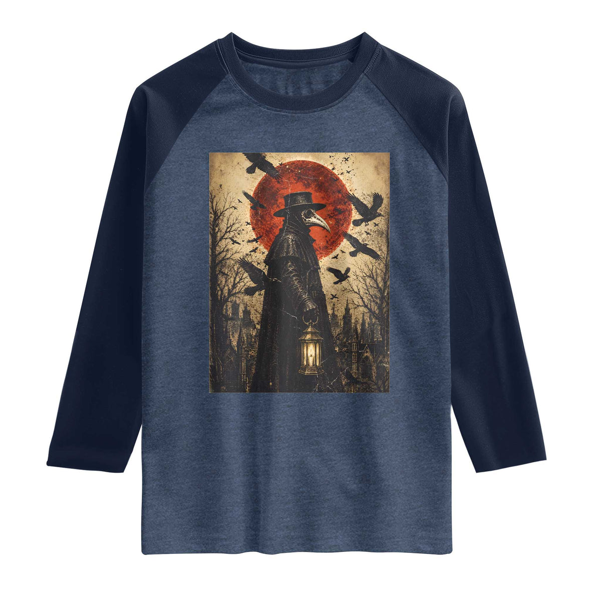 Vintage Japanese Ukiyoe Plague Doctor Raglan Shirt Medieval History Gift