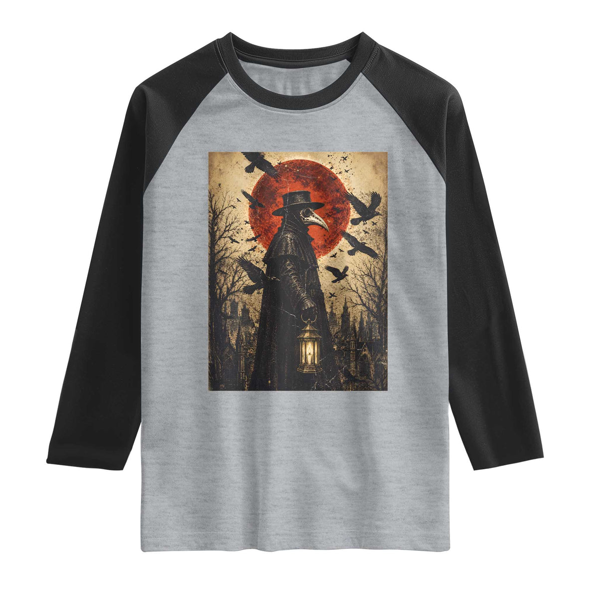 Vintage Japanese Ukiyoe Plague Doctor Raglan Shirt Medieval History Gift