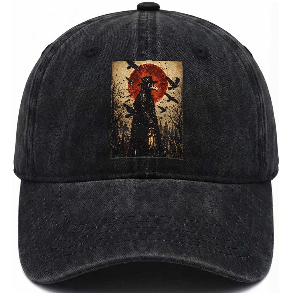 Vintage Japanese Ukiyoe Plague Doctor Washed Cotton Baseball Cap Medieval History Gift