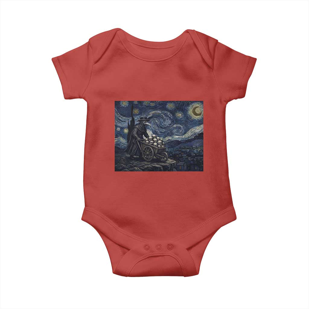 Gothic Plague Doctor Starry Night Inspired Baby Onesie Dark Parody Horror
