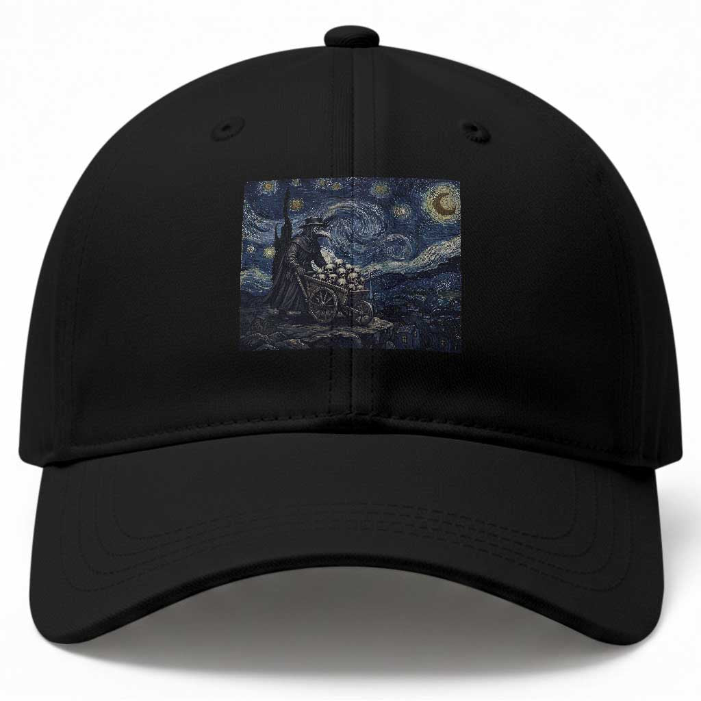 Gothic Plague Doctor Starry Night Inspired Baseball Cap Dark Parody Horror