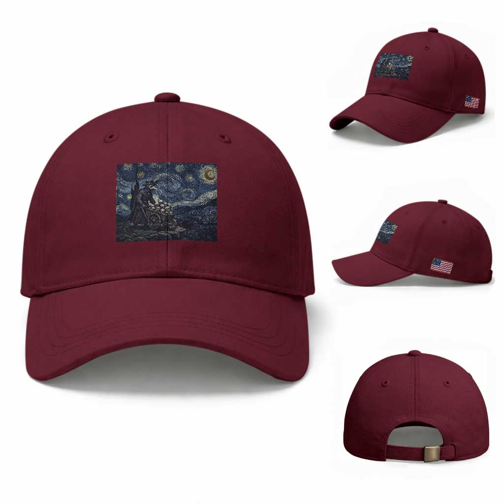 Gothic Plague Doctor Starry Night Inspired Baseball Cap Dark Parody Horror