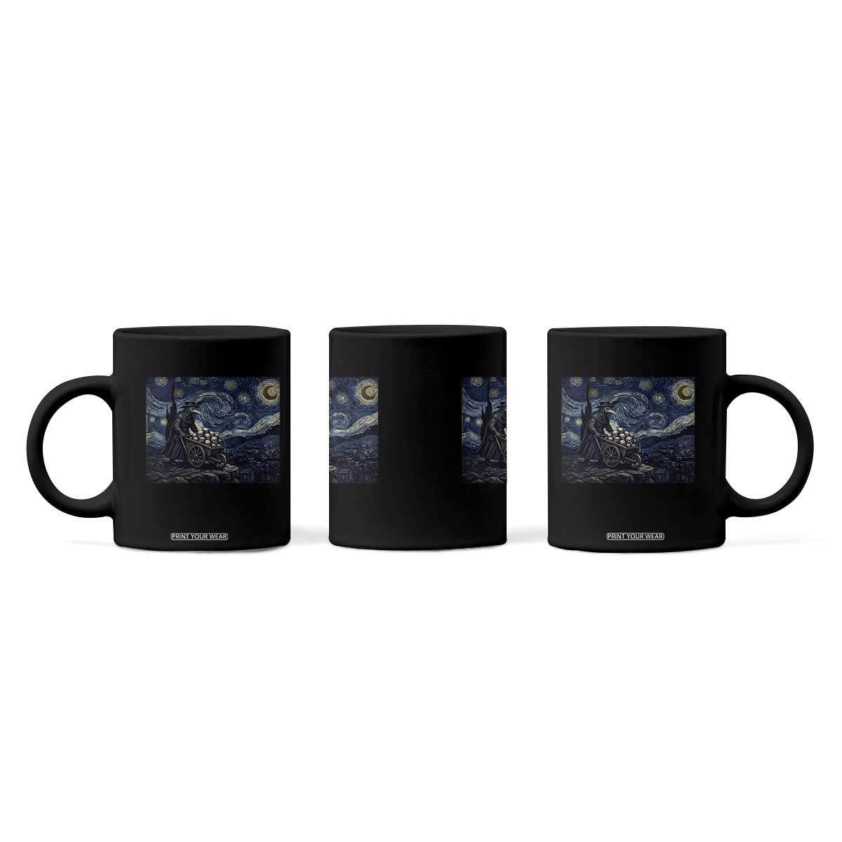 Gothic Plague Doctor Starry Night Inspired Coffee Mug Dark Parody Horror