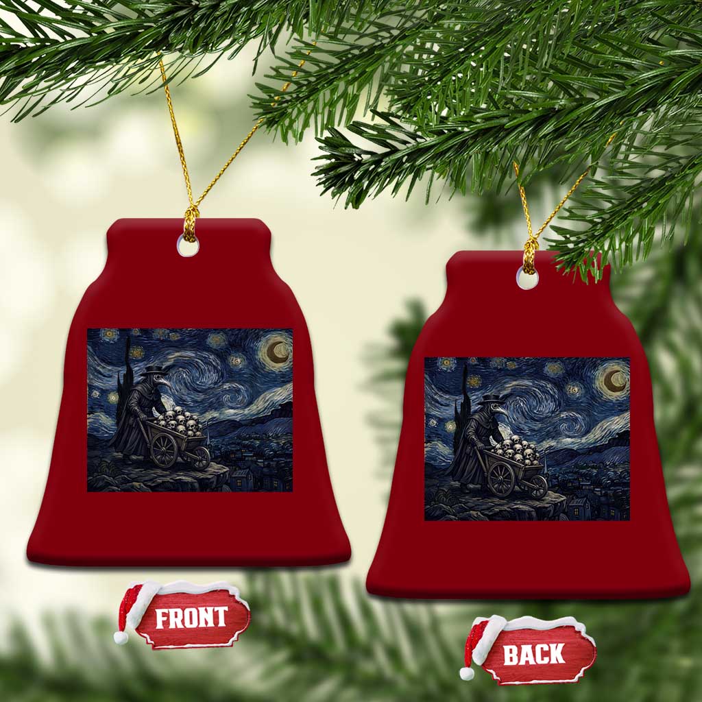 Gothic Plague Doctor Starry Night Inspired Ceramic Ornament Dark Parody Horror