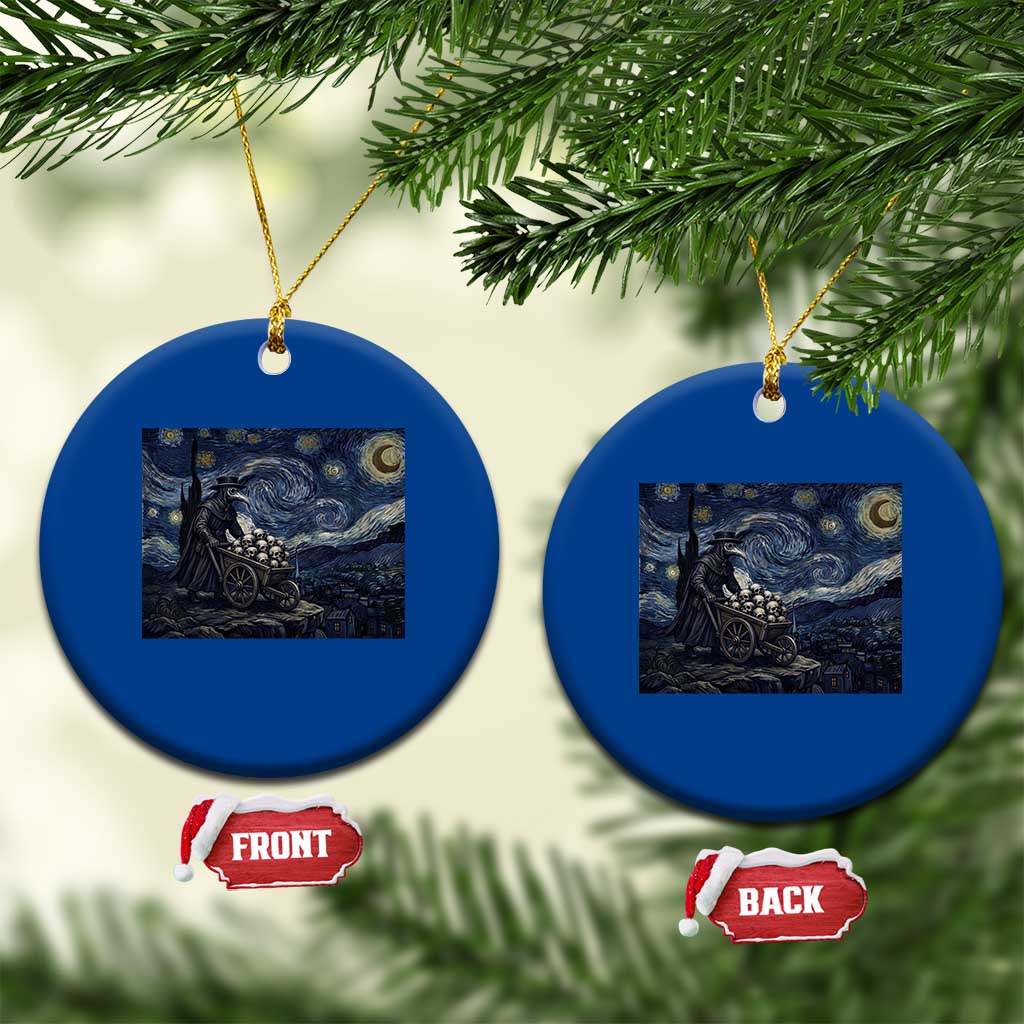 Gothic Plague Doctor Starry Night Inspired Ceramic Ornament Dark Parody Horror