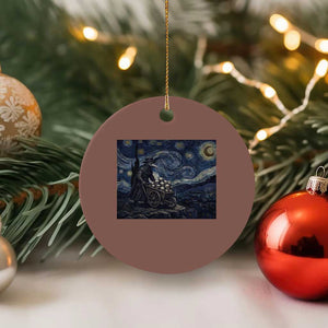 Gothic Plague Doctor Starry Night Inspired Ceramic Ornament Dark Parody Horror