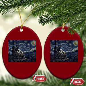 Gothic Plague Doctor Starry Night Inspired Ceramic Ornament Dark Parody Horror