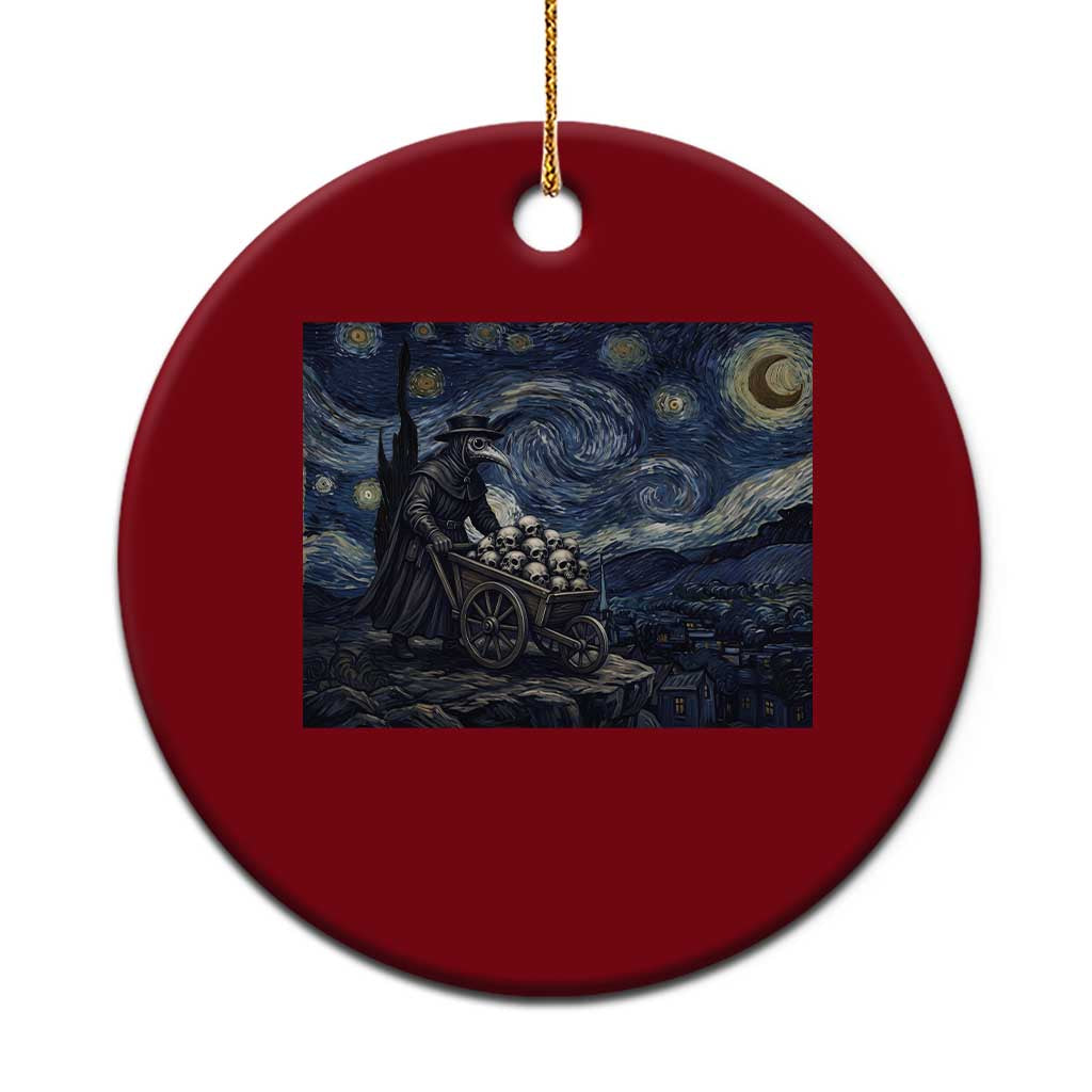 Gothic Plague Doctor Starry Night Inspired Ceramic Ornament Dark Parody Horror