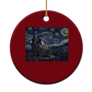 Gothic Plague Doctor Starry Night Inspired Ceramic Ornament Dark Parody Horror