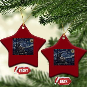 Gothic Plague Doctor Starry Night Inspired Ceramic Ornament Dark Parody Horror