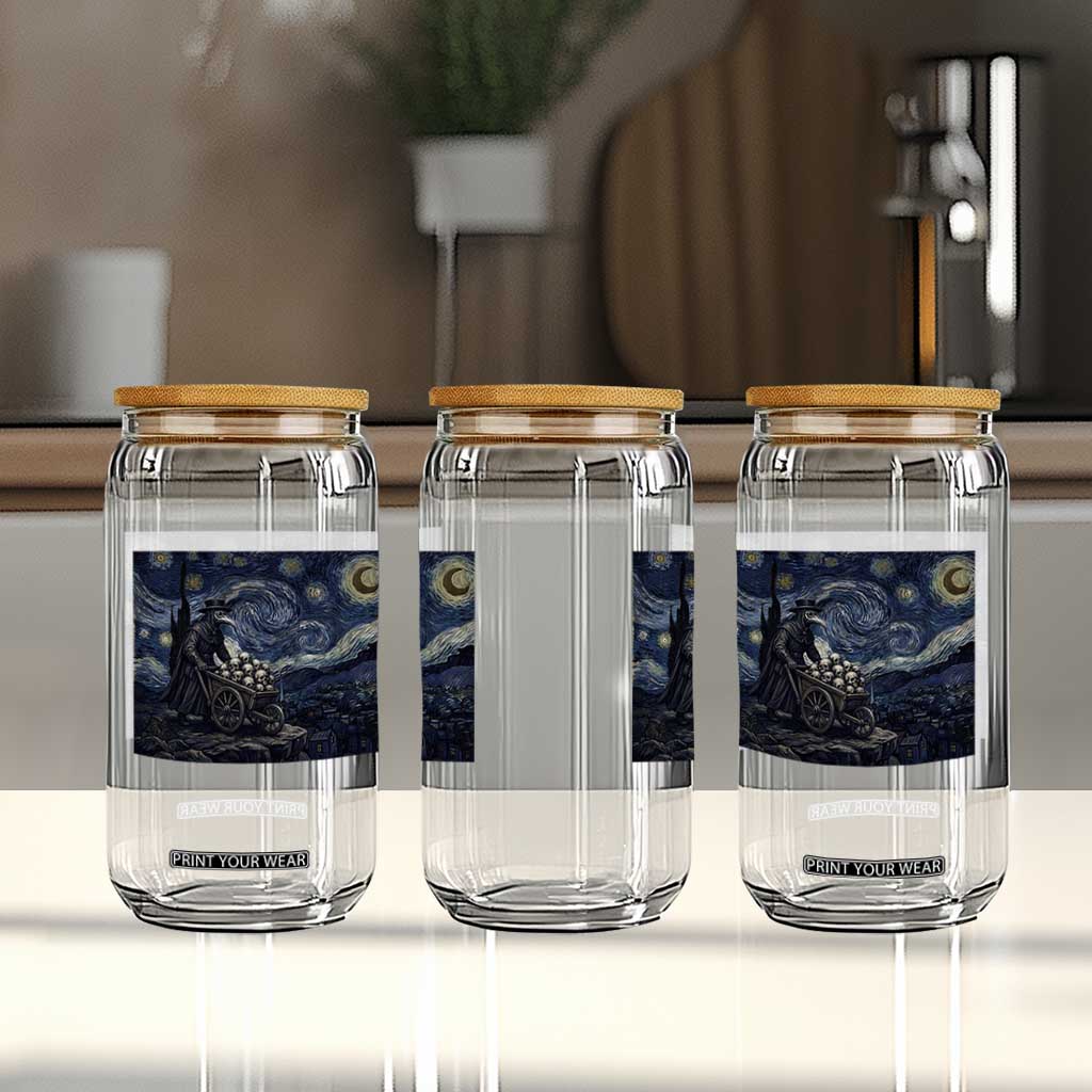 Gothic Plague Doctor Starry Night Inspired Glass Can Dark Parody Horror