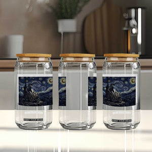 Gothic Plague Doctor Starry Night Inspired Glass Can Dark Parody Horror
