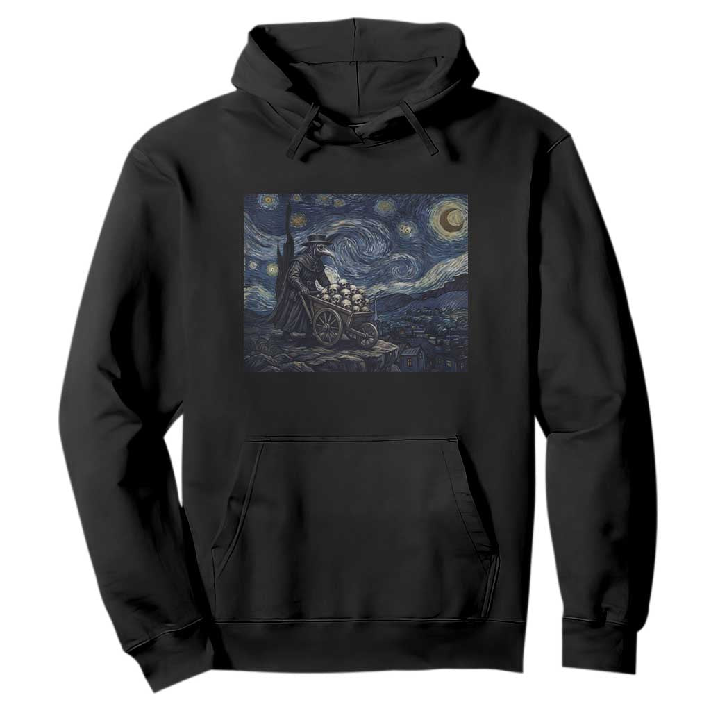 Gothic Plague Doctor Starry Night Inspired Hoodie Dark Parody Horror